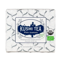 Kusmi White Anastasia  bergamottal és narancsvirággal ízesített szálas fekete tea  20 filteres 40g