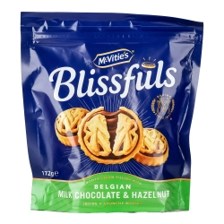 McVitie's Blissfuls keksz belga tejcsokoládés-mogyorós ízesítésű töltelékkel 172g
