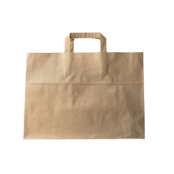 Szalagfüles papírtáska barna házhozszállításhoz 32×28+16cm (250db/csomag)