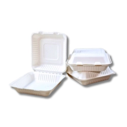 Bagasse menübox egyterű 23*23*8cm HP4 (100db/csomag) komposztálható