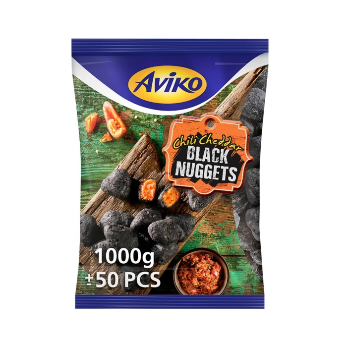 Aviko cheddar sajtfalatok csilipaprikával fekete bundában gyorsfagyasztott 1000g