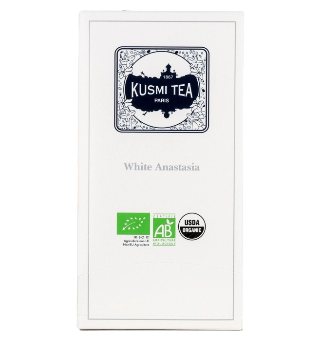Kusmi White Anastasia bergamottal és narancsvirággal ízesített fehér tea 25 filter 50g
