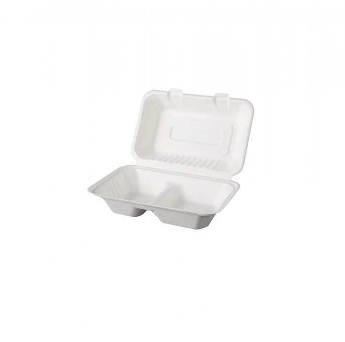 Bagasse ételdoboz 2 részes 22*15cm (50db/csomag) komposztálható