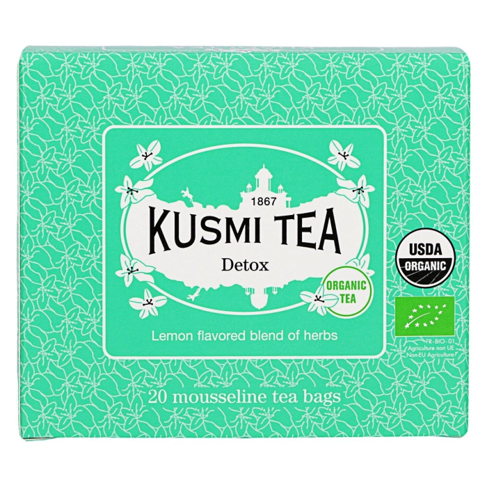 Kusmi Detox szálas mate- és zöldtea citromfű ízesítéssel 20 filter 40g