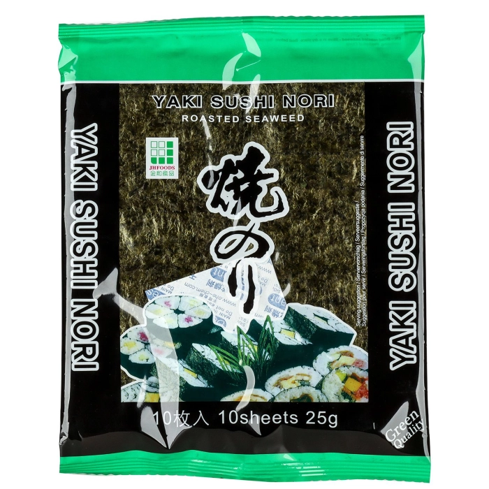 Jhfoods szárított pörkölt alga/nori (10 lap) 25g