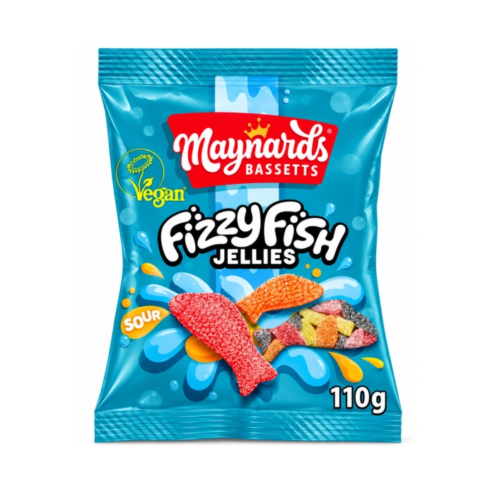 Maynards Bassetts Fizzy Fish savanyú halas zselécukor 110g