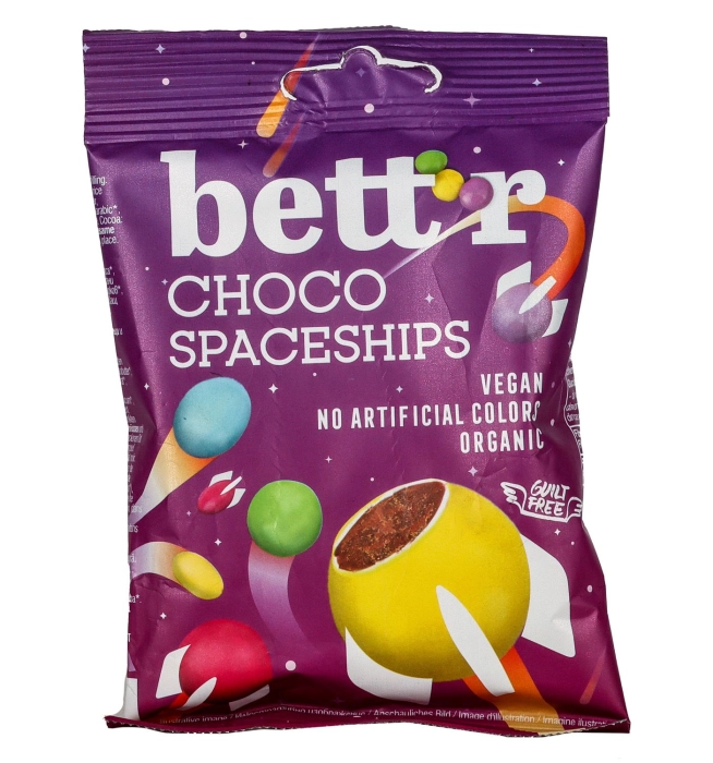 Bett'r Bio Csokis Űrhajók Színes Drazsék 70g