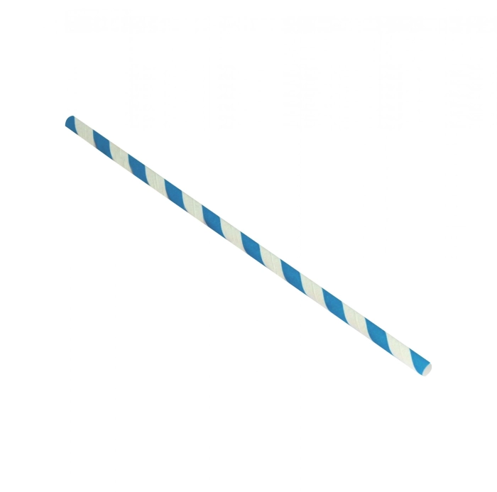 Papír szívószál 220×6 mm fehér-kék (200 db/csomag)
