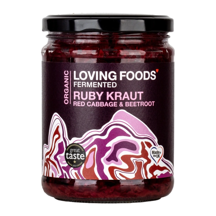 Loving Foods savanyított vöröskáposzta céklával, sárgarépával, hagymával és fűszerekkel 475g