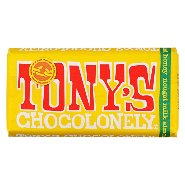 Tony's Chocolonely Tejcsokoládé mandulás-mézes nugát darabokkal 180g