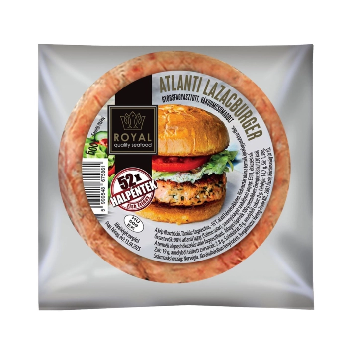 Atlanti nyers lazacburger fagyasztott 100g