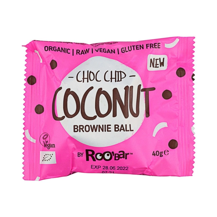 Roobar bio brownie golyók csokoládé darabokkal és kókusszal 40g