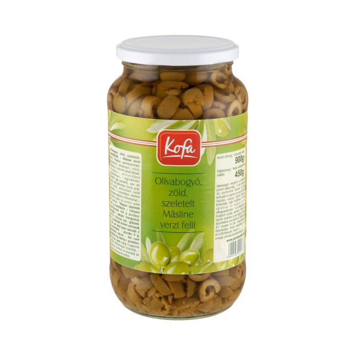 Zöld olívabogyó szeletelt 900/450g