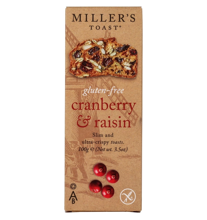 Millers áfonyás-mazsolás gluténmentes toast 100g