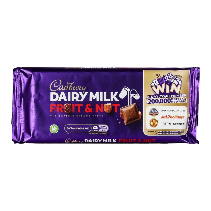 Cadbury Dairy Milk aszaltgyümölcsös és diós csokoládé 180g