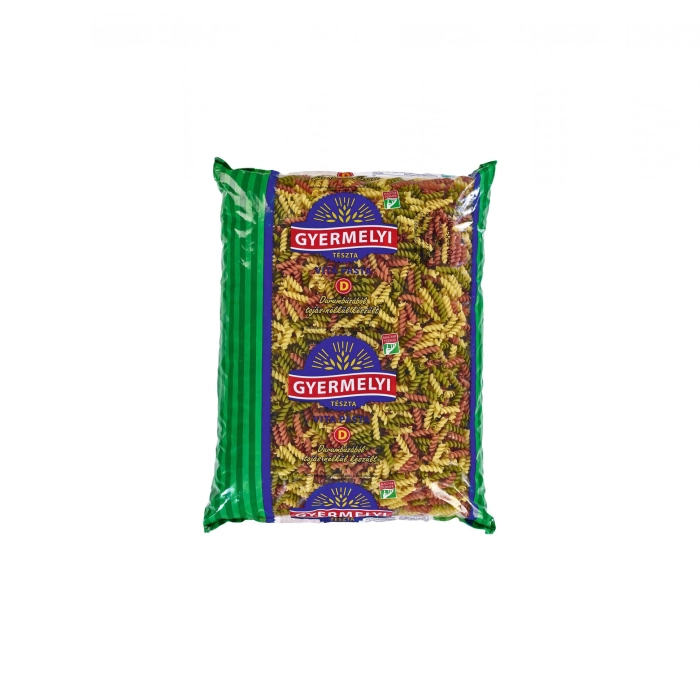 Gyermelyi durum vita pasta zöldséges (tricolor) orsó tészta 5kg