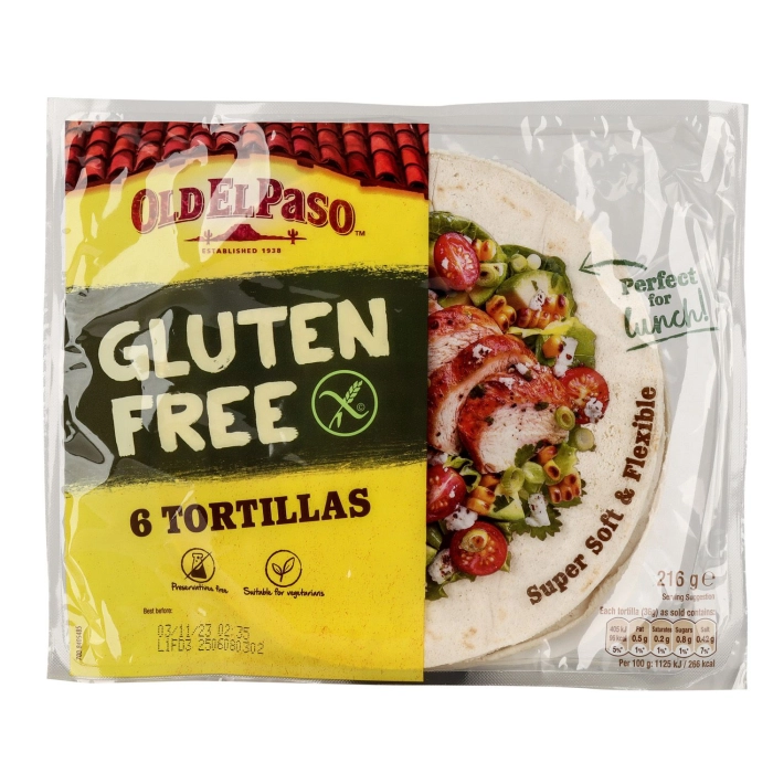Old El Paso tortilla lap gluténmentes 6db 216g