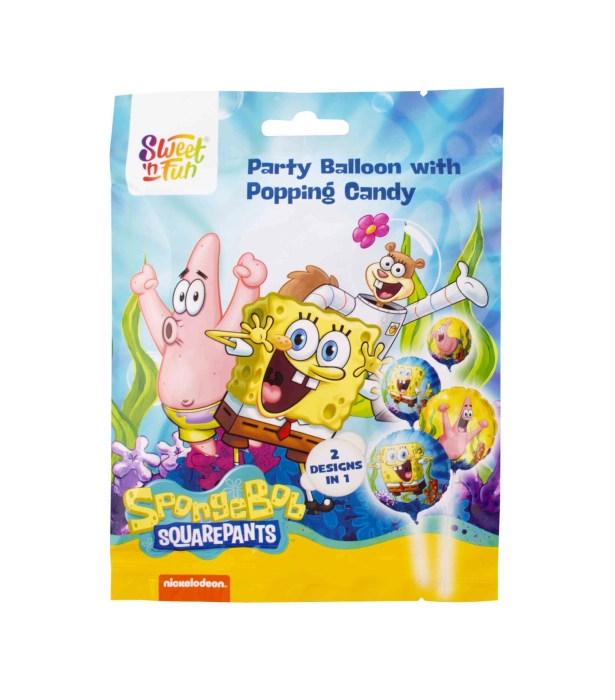 SPONGE BOB PARTY BALLOON WITH  POPPING CANDY 8G/24DB