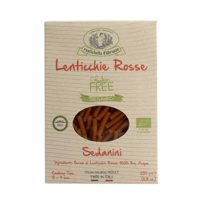 Rustichella sedanini di lenticchie rosse bio vöröslencse tészta 250g