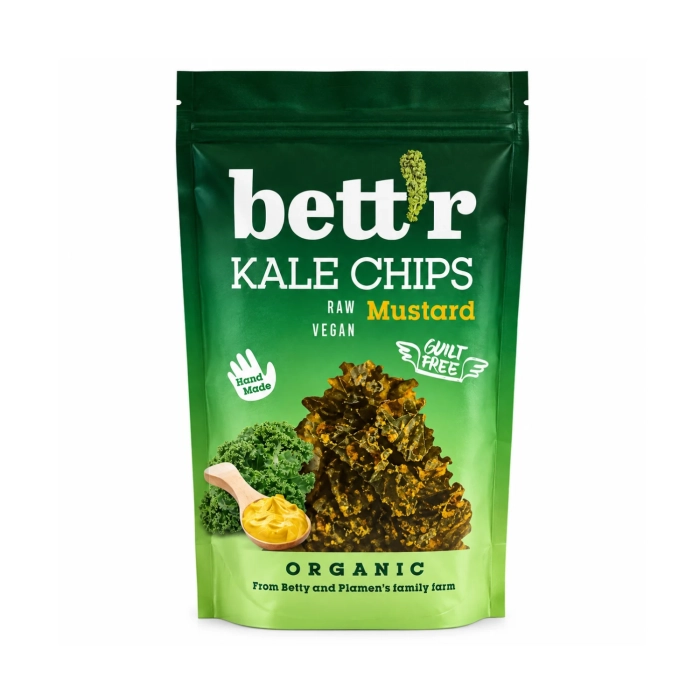 Bett'r Organic fodros kelkáposzta Bio chips mustáros-hagymás 30g
