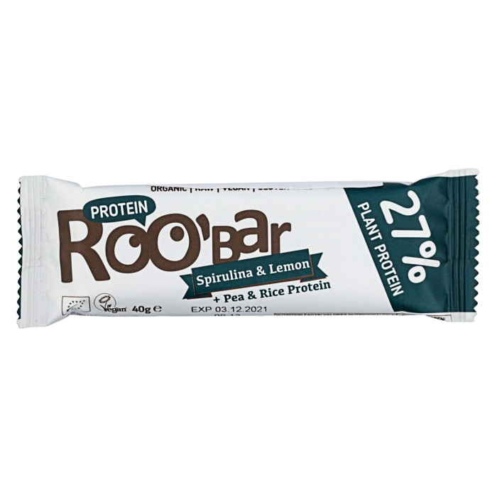 Roobar vegán magas fehérjetartalmú szelet spirulinával és citrommal 40g