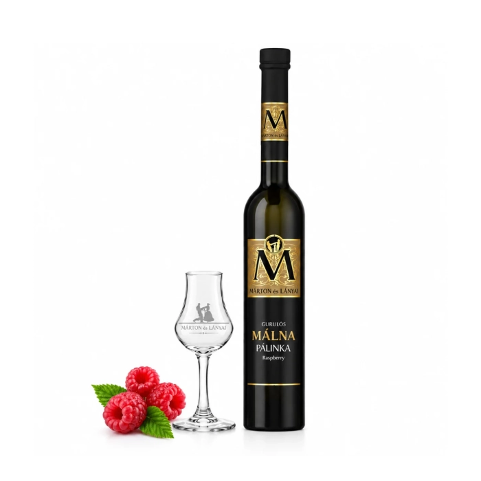 Márton és Lányai gurulós málna pálinka DD+pohár 40% 0,35l