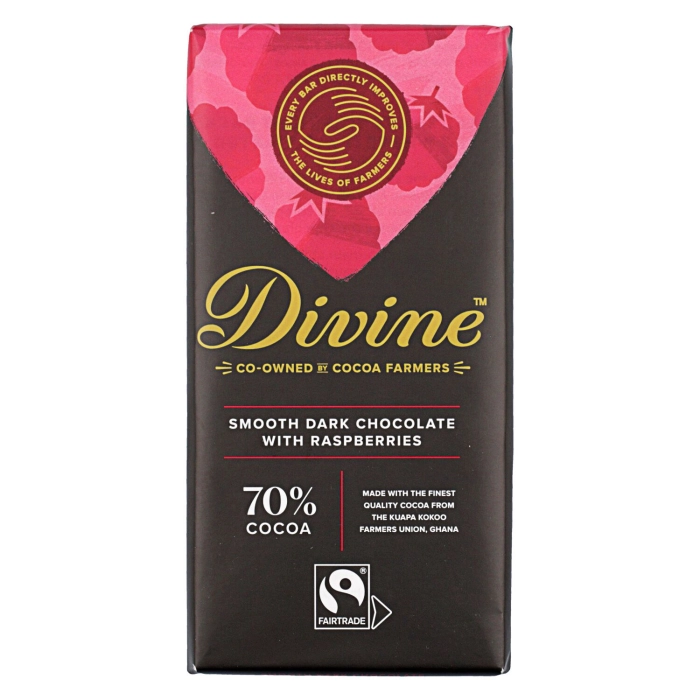 Divine étcsokoládé málnával 70% 90g