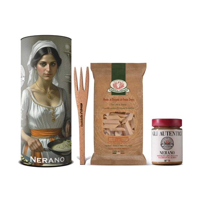 Rustichella Nerano ajándékdoboz 550g (Durum Trenne 250g + Nerano szósz 300g + favilla)