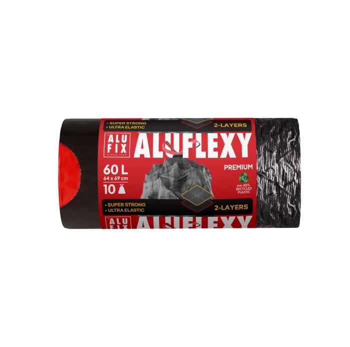 Aluflexy prémium szemeteszsák zárószalagos PE 60l/10db 33µ