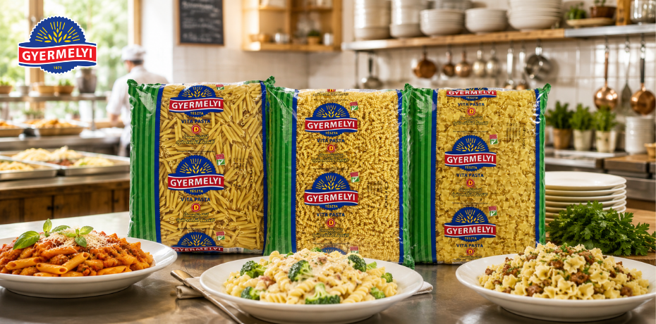 A Gyermelyi Vita Pasta változatai bolognaitól a rakott tésztákig minden napi menüsorba passzolnak, mindig egyenletes minőségben és kiszámítható áron.